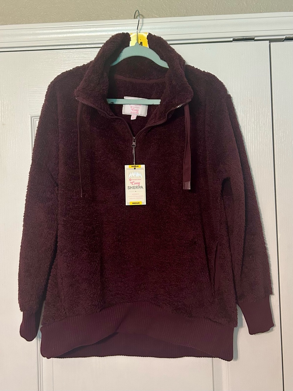 Plush Sherpa Quarter-Zip Pullover - Burgundy